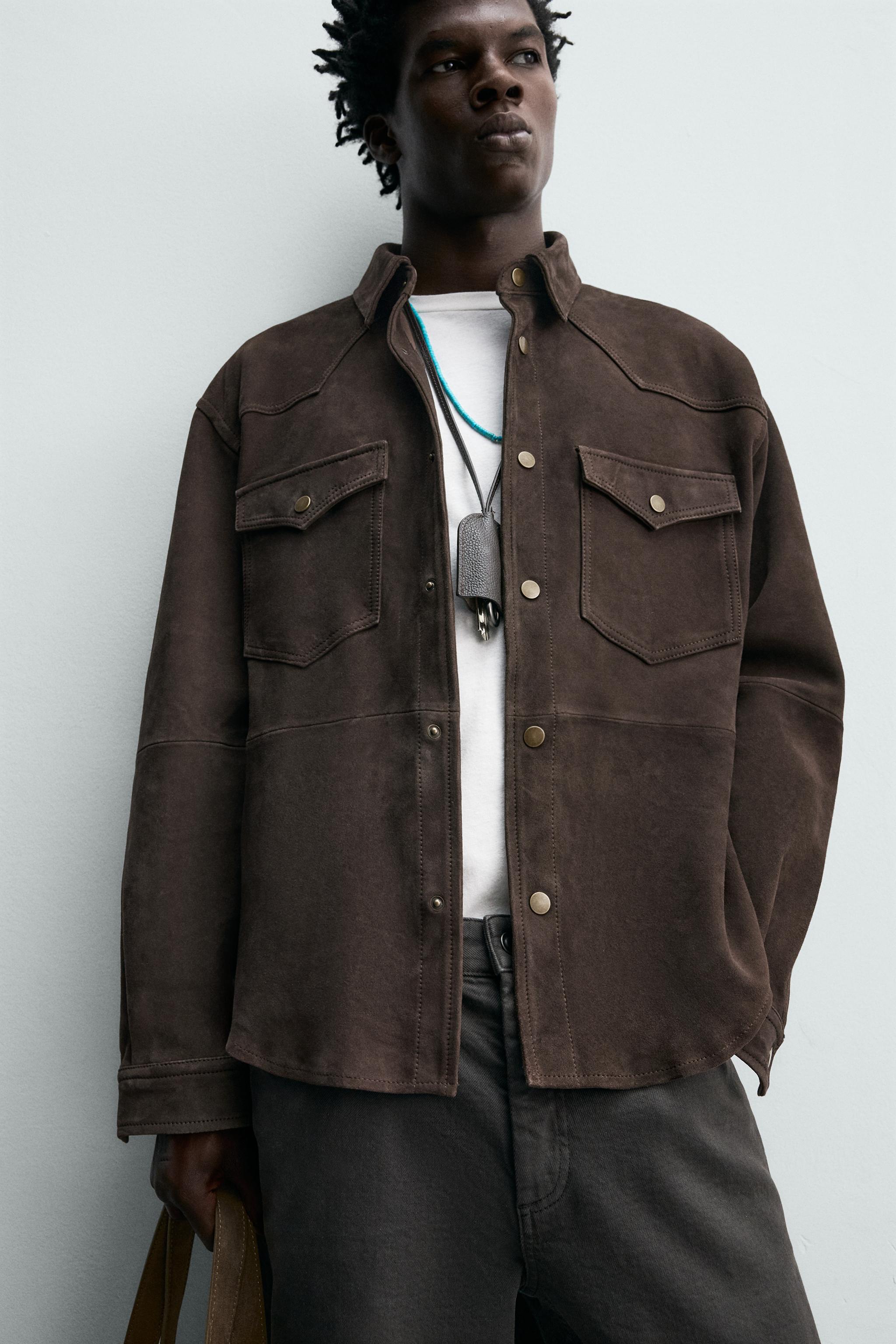 REGULAR FIT SUEDE OVERSHIRT